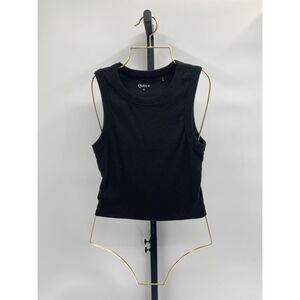 2-pk Quince Womens Organic Cotton Micro-Rib Cropped Cutaway Tank 3-Pack Black M